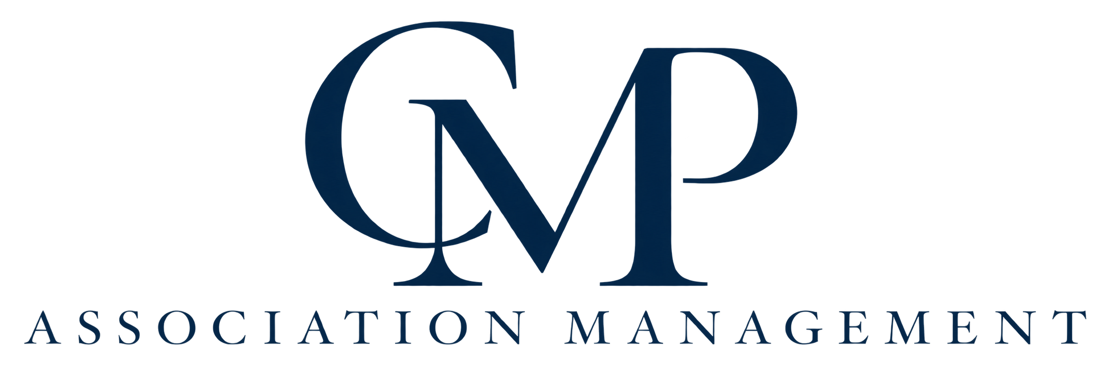 CMP Association Management in navy with an interlocking serif CMP monogram